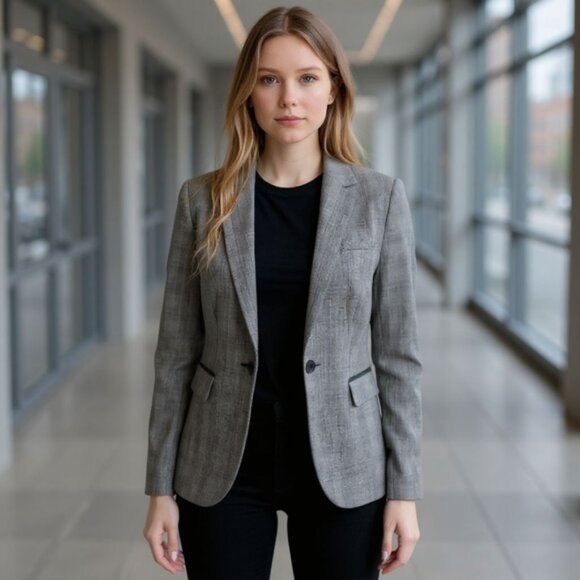 Jackets & Blazers - Mercer Madison Houndstooth Print One Button Blazer Small